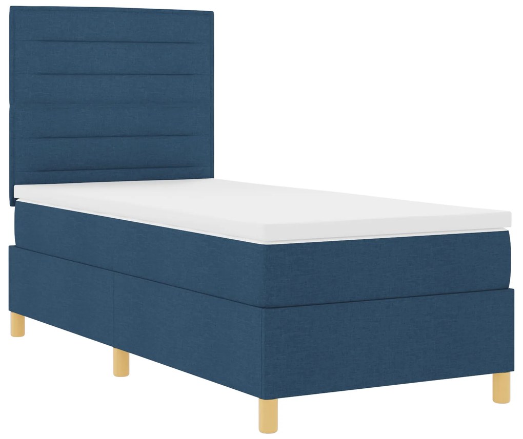 Cama com Box Spring Azul 90x200 cm Tecido