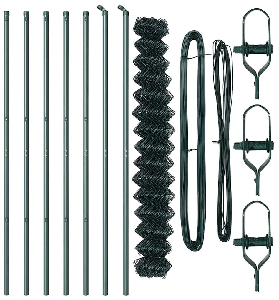 Conjunto de Postes de Cerca Verde 1.6 x 10 m Aço Galvanizado