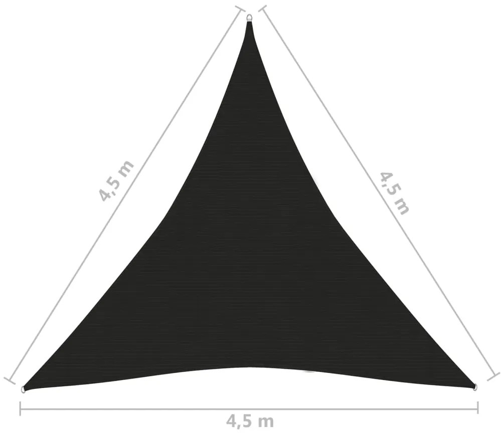 Para-sol estilo vela 160 g/m² 4,5x4,5x4,5 m PEAD preto