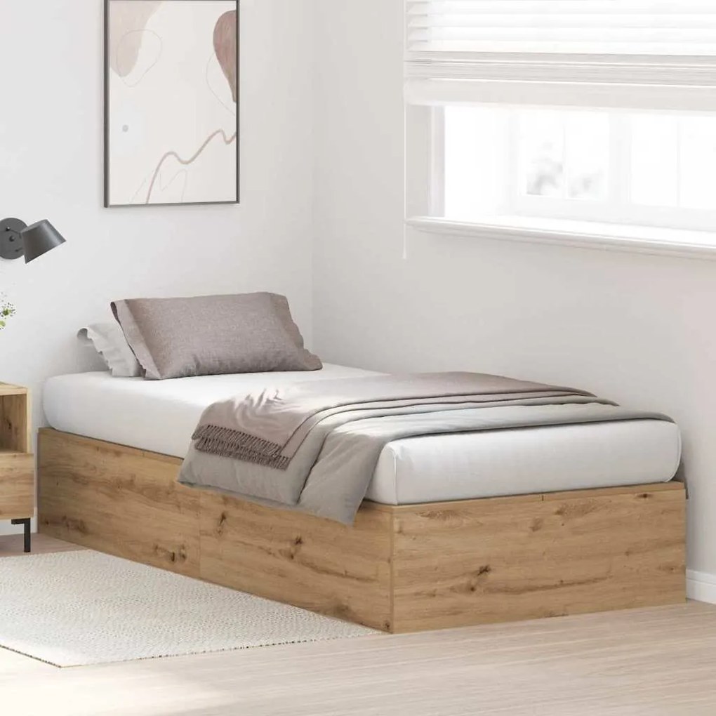 Cama com Armazenamento em Carvalho Artesanal 90x190 cm