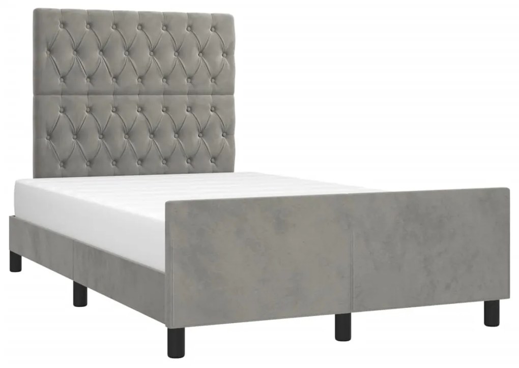 Estrutura de cama sem colchão cinza claro Veludo