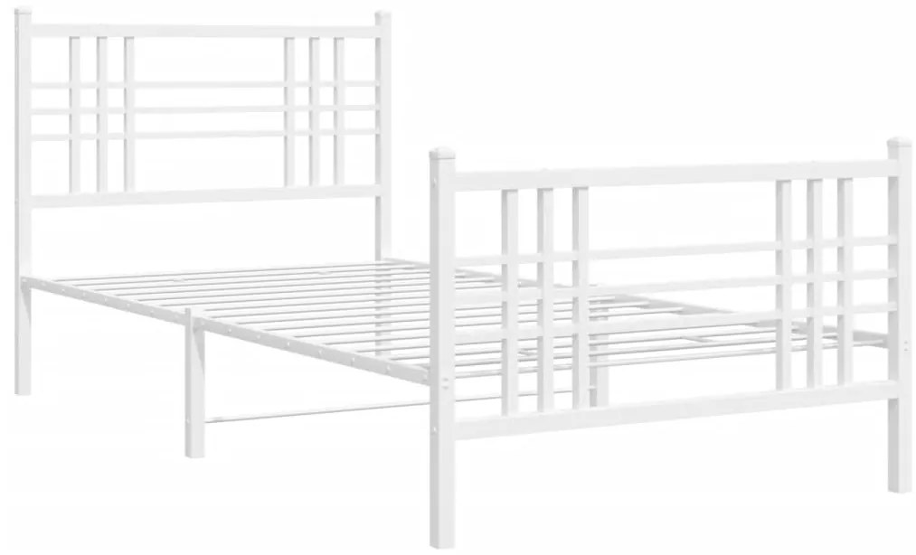Estrutura de cama com cabeceira e pés 90x190 cm metal branco