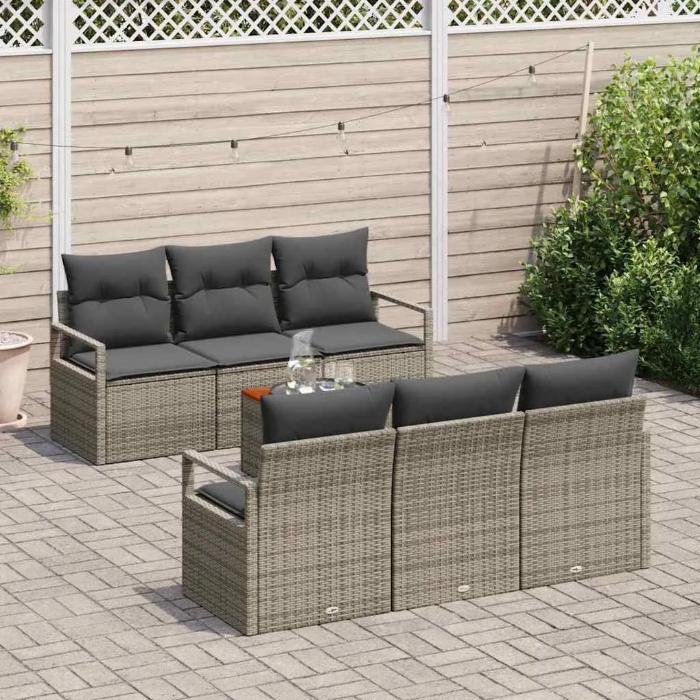 Conjunto de Sofá de Jardim Cinzento 7 pcs Cinzeto Grande