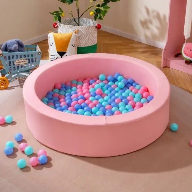 Piscina de bolas de espuma redonda 105 cm para crianças pequenas com 200 bolas Rosa