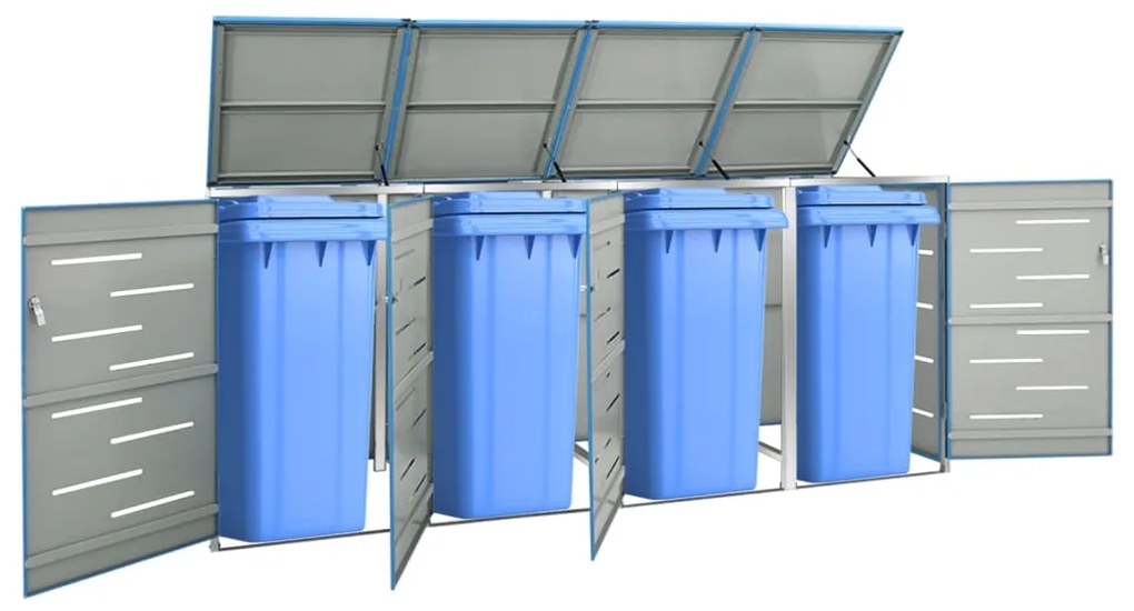 vidaXL Abrigo quádruplo para caixotes do lixo 276,5x77,5x112,5 cm aço