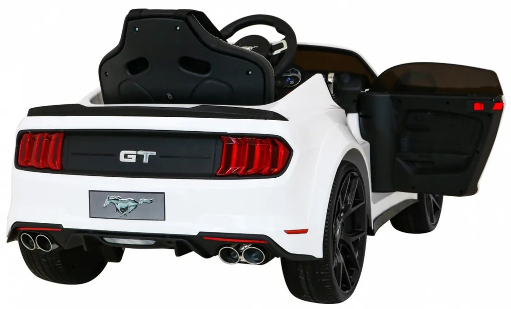 Carro elétrico para Crianças 12V Ford Mustang GT Rodas Eva, Assento de couro Branco