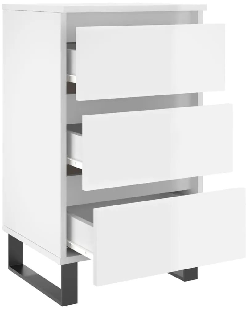 Mesas cabeceira 2pcs 40x35x69cm deriv. madeira branco brilhante