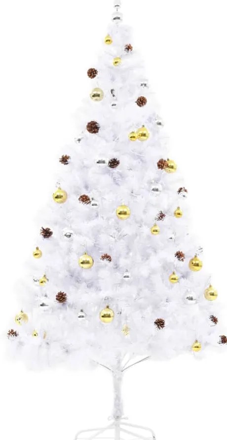 Árvore de Natal artificial pré-iluminada enfeites 210cm branco