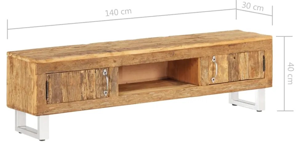 Suporte para TV madeira reciclada maciça 140x30x40 cm