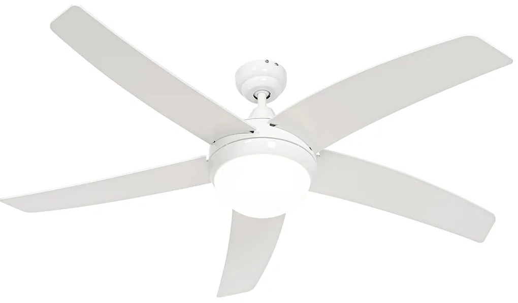 Ventilador de teto inteligente branco com impressão de madeira 132cm incl. LED regulável com controle remoto - Cool