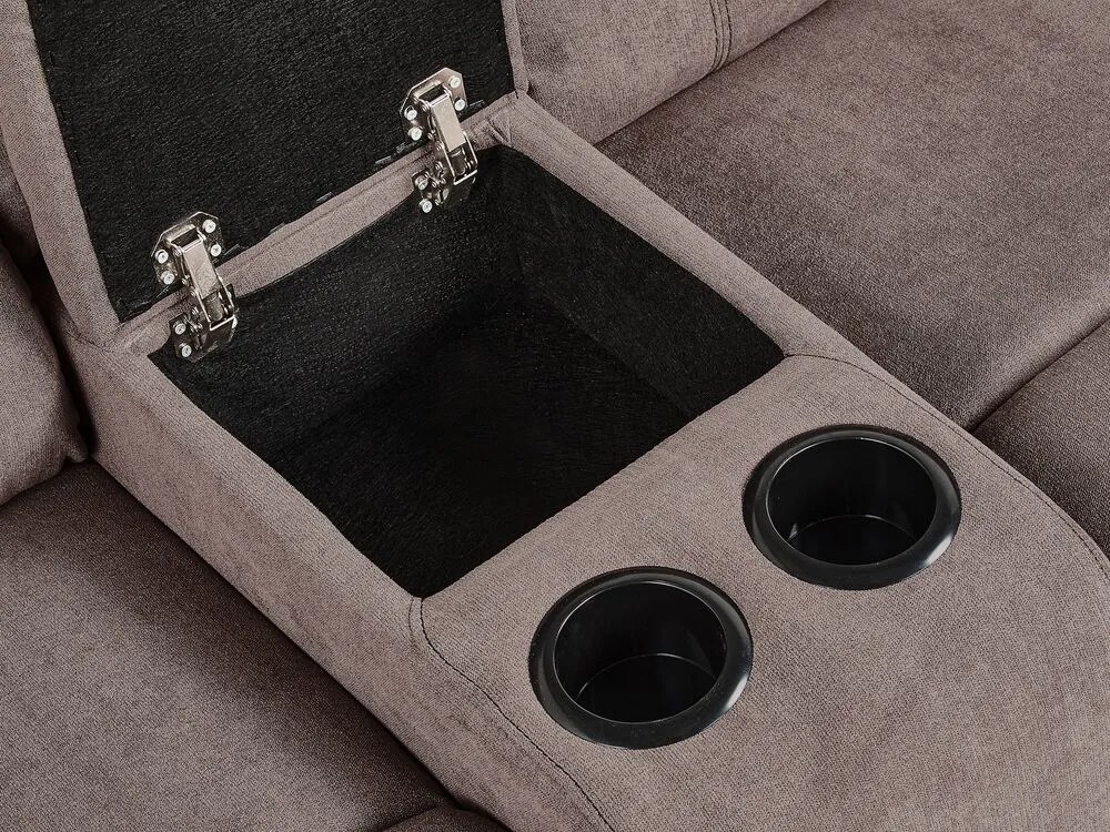 Sofá de canto reclinável elétrico e porta USB em tecido creme ROKKE Beliani