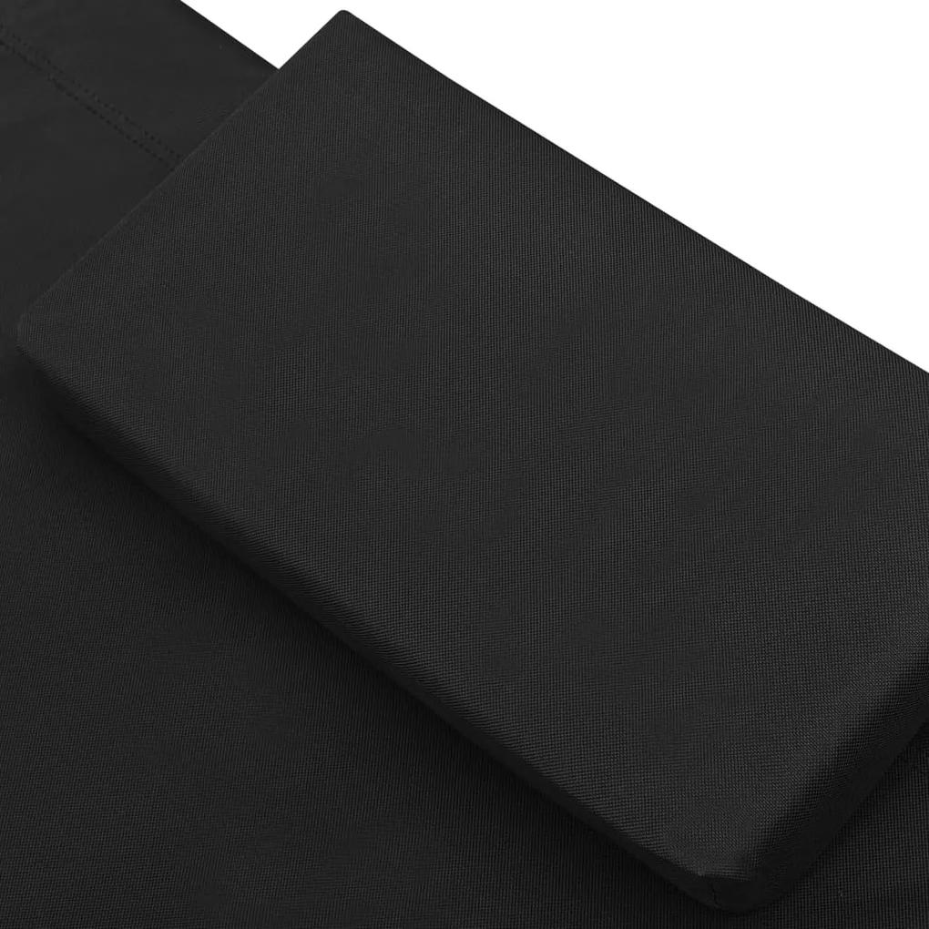 Espreguiçadeira de exterior em tecido preto