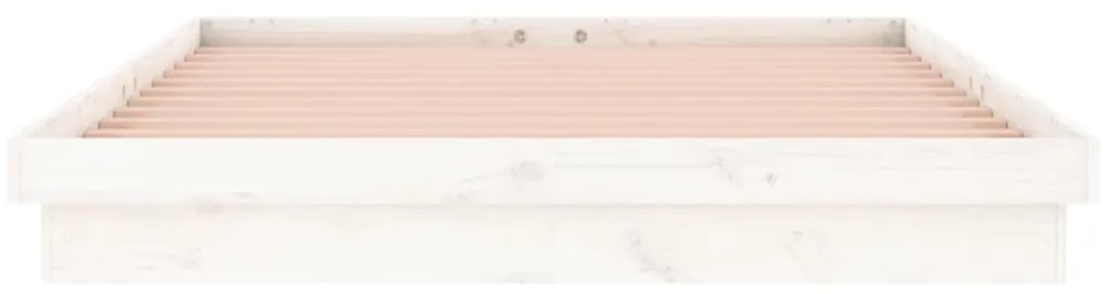Estrutura de cama c/ LED casal 135x190 cm madeira maciça branco