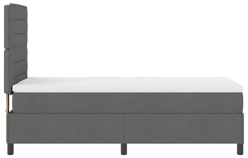 Cama box com colchão e LED em cinza escuro, 90 x 190 cm, tecido