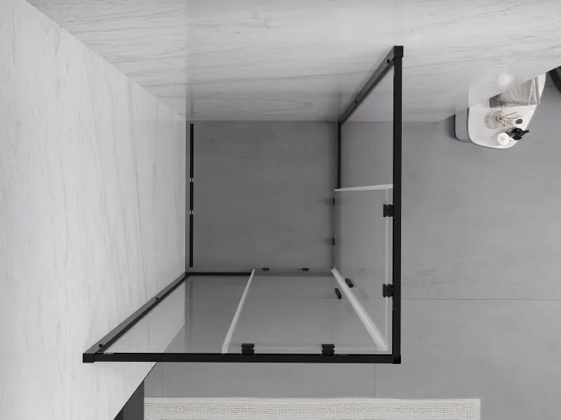 Mexen Exo cabine de duche quadrada de correr 90 x 90 cm, transparente, preta - 8111-090-090-70-00