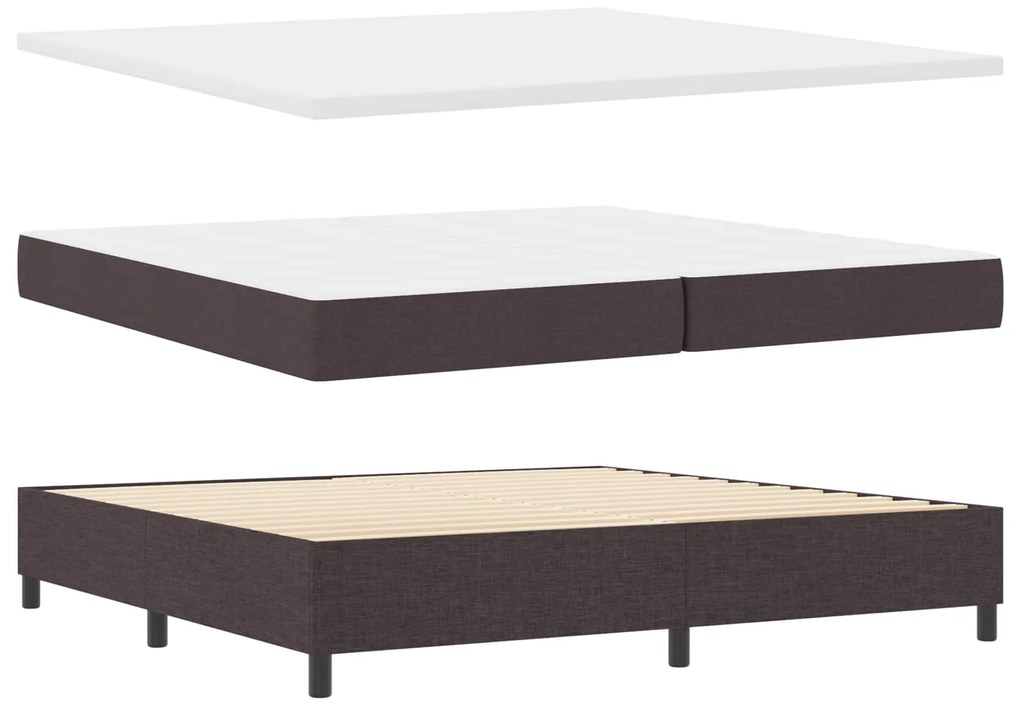 vidaXL Cama Box com colchão Castanho escuro 200 x 200 cm tecido