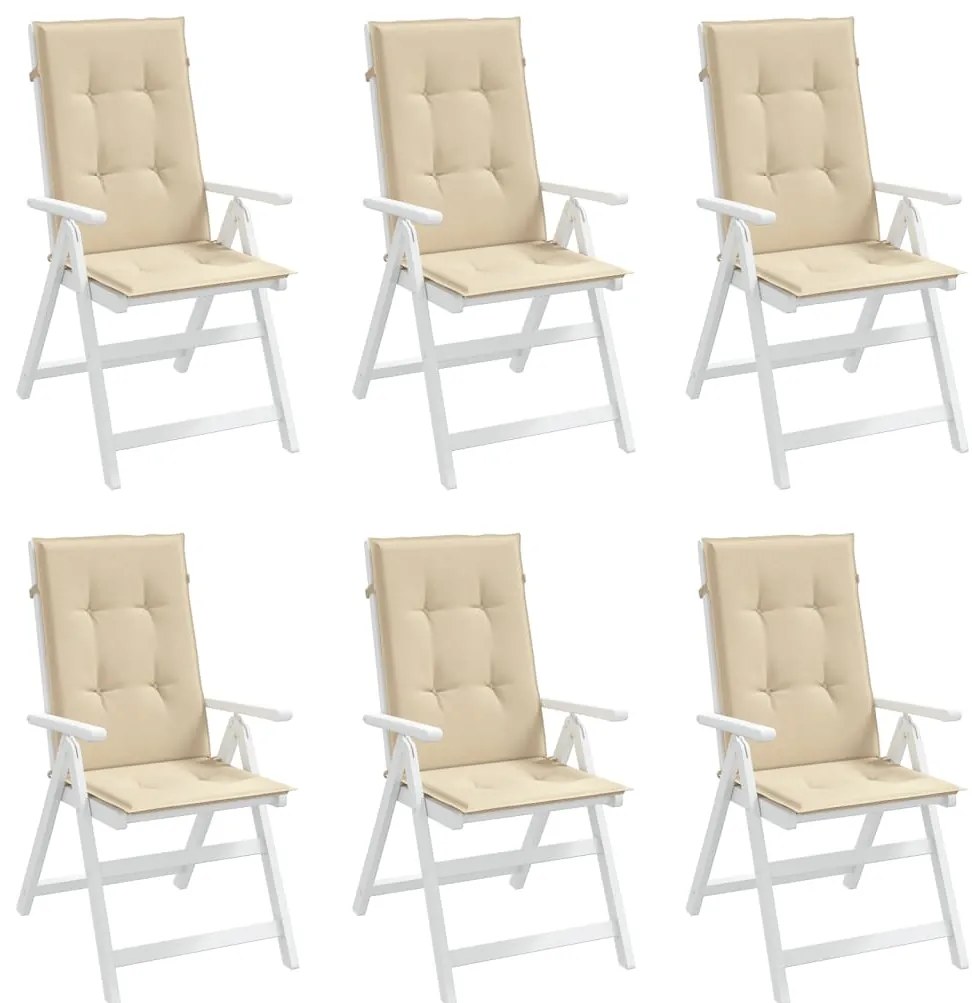 Almofadões para cadeiras altas de jardim 6 pcs tecido bege
