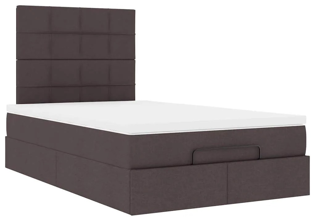 Estrutura de cama otomana com colchão 120x190cm castanho escuro
