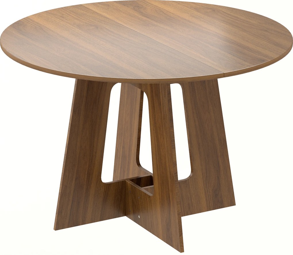 HOMCOM Mesa de jantar redonda para 4 pessoas, Ø 110 x 73,5 cm, mesa de cozinha com base cruzada, castanho | Aosom Portugal