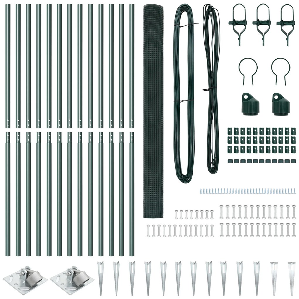 Conjunto de Poste de Cerca de PVC Conjunto de 2 Verde PVC