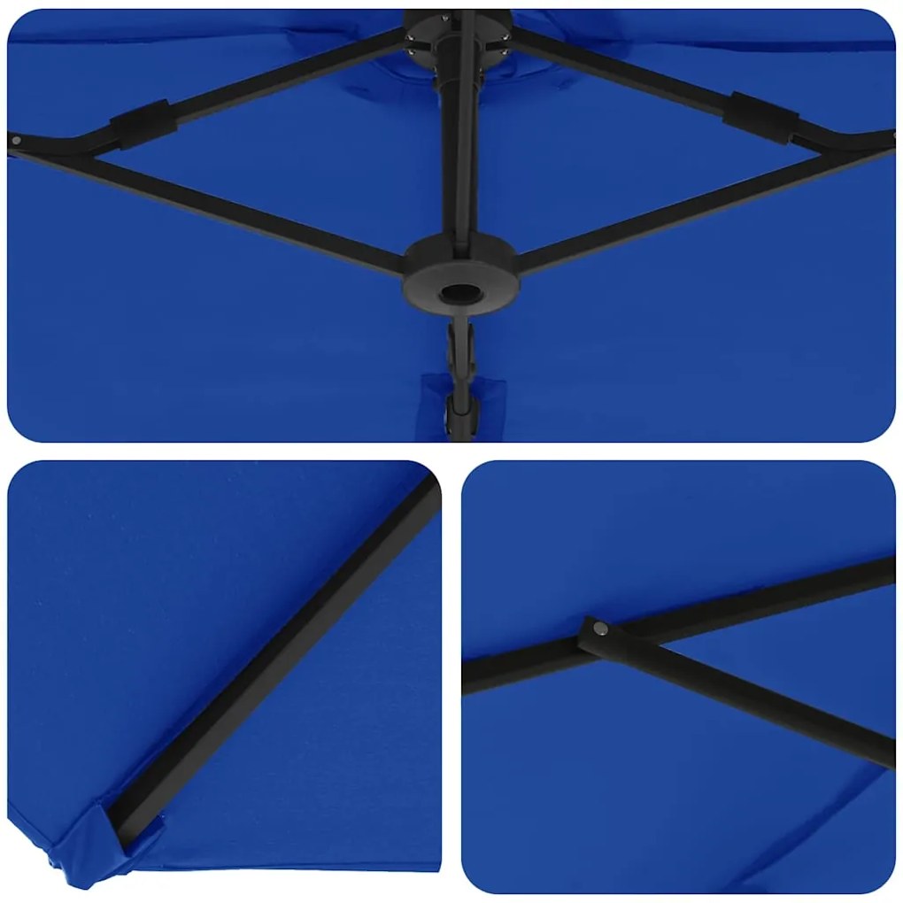 Guarda-sol cantilever de jardim azul ciano 372 x 198 x 253 cm