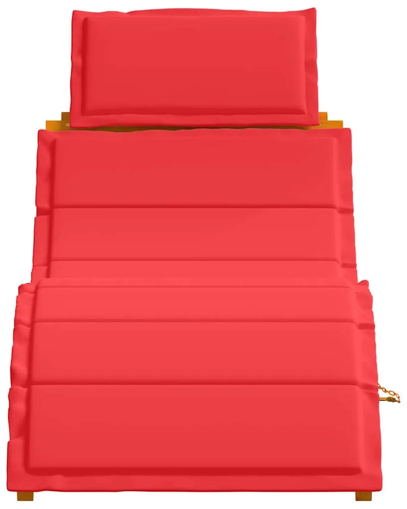 Espreguiçadeiras vidaXL com almofadas 2 pcs Vermelho Madeira de Acácia