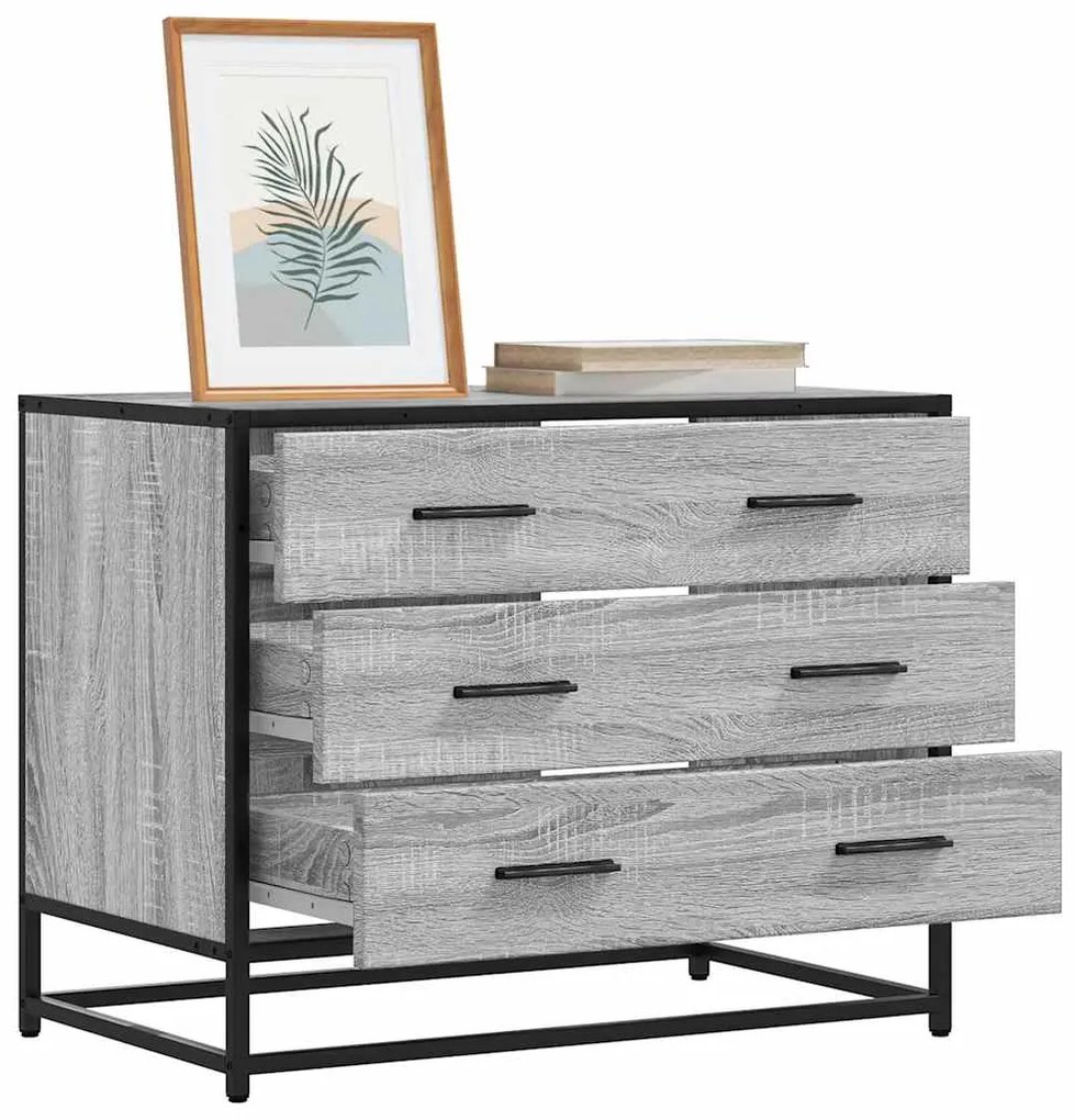 Cómoda com 3 Gavetas - 70x41x56 cm - deriv. madeira - cinzento sonoma
