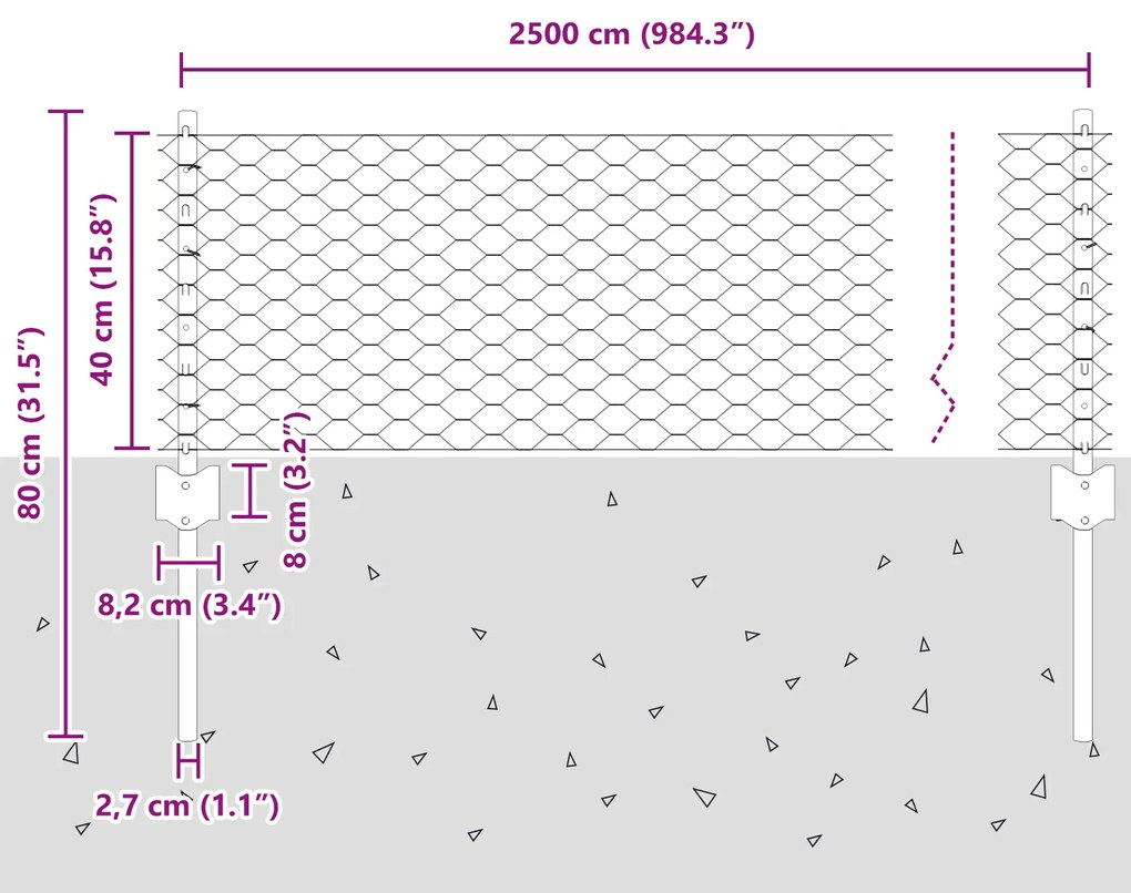 Postes de Cerca vidaXL 11 pcs U-Channel 40 cm Aço Galvanizado