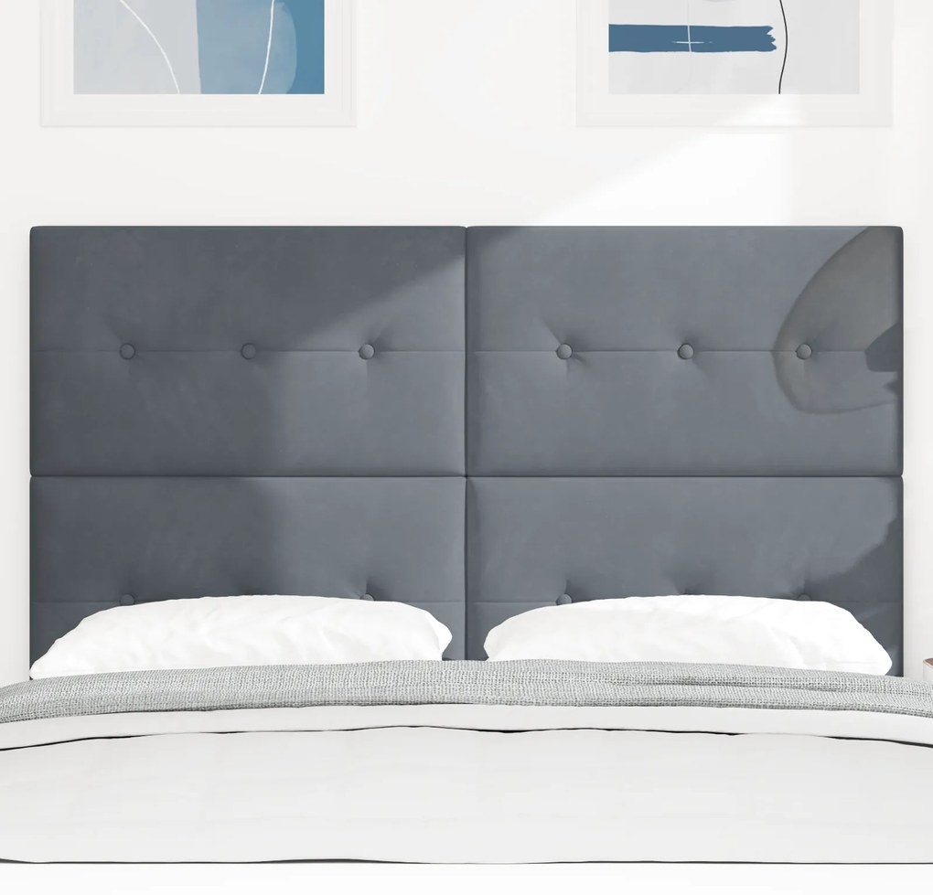 Cabeceira vidaXL Botão Estofada Cinza Escuro 140 cm Veludo