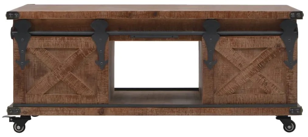 Mesa de centro em madeira de abeto maciça 91x51x38 cm castanho