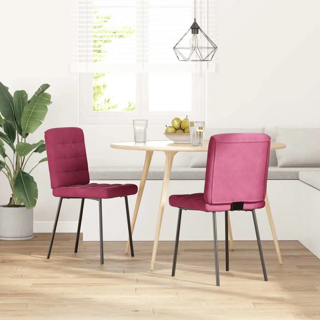 Cadeiras de jantar 2 pcs veludo vermelho tinto