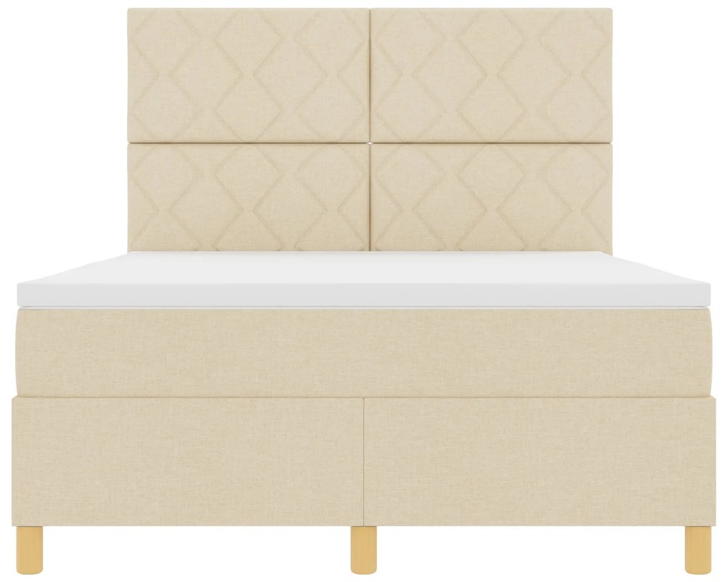 Cama Box Spring com Colchão Creme 160x200 cm Tecido