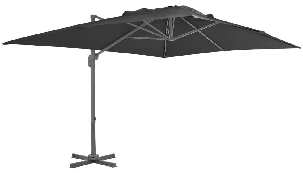 Guarda-sol cantilever com poste de alumínio 400x300cm antracite