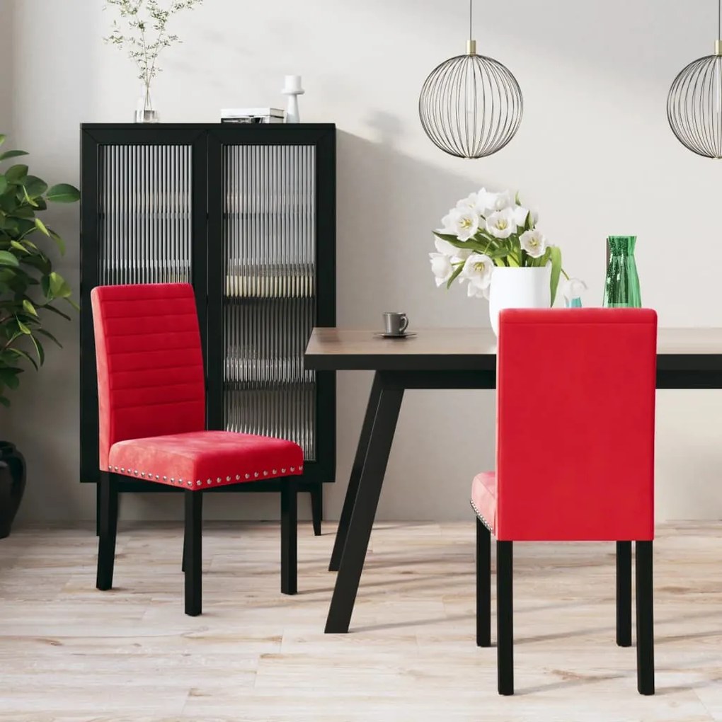 vidaXL Cadeiras de jantar 2 pcs veludo vermelho tinto