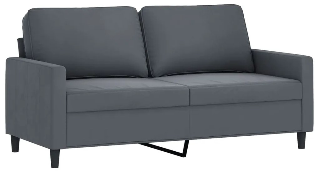2 pcs conjunto de sofás com almofadões veludo cinzento-escuro