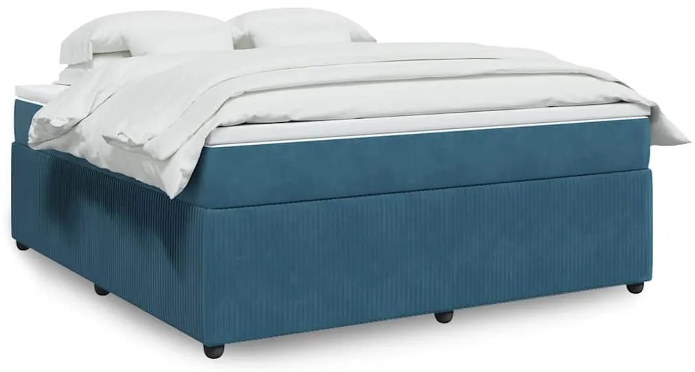 vidaXL Cama com molas/colchão 180x200 cm veludo azul-escuro