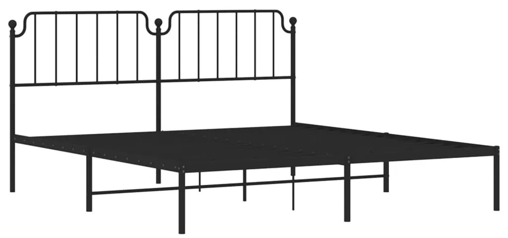 Estrutura de cama com cabeceira 160x200 cm metal preto