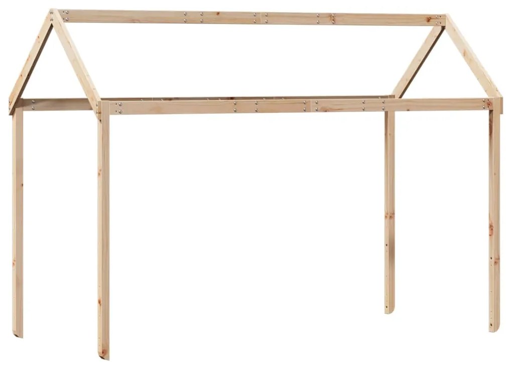 Cama alta com telhado 90x190 cm pinho maciço castanho-mel