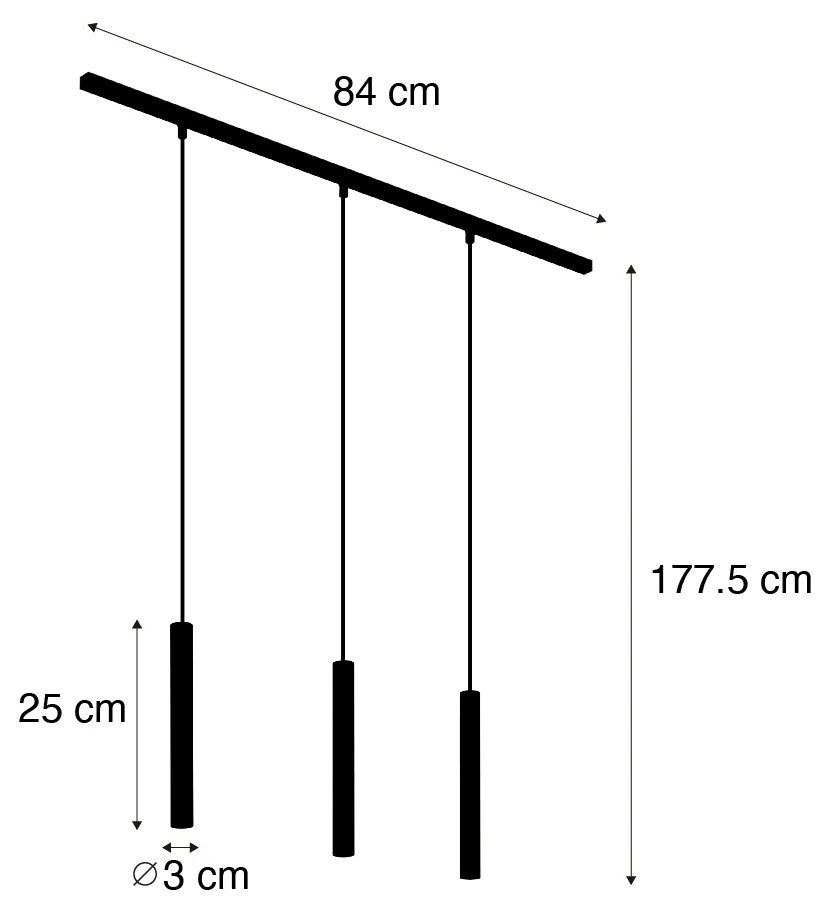 Modern railsysteem met 3 hanglampen wit 1-fase - Slimline Keno