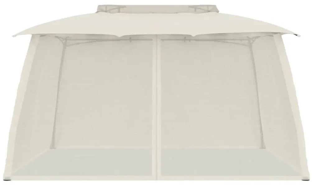Gazebo c/ teto duplo/paredes de malha 3,93x2,93 m aço creme