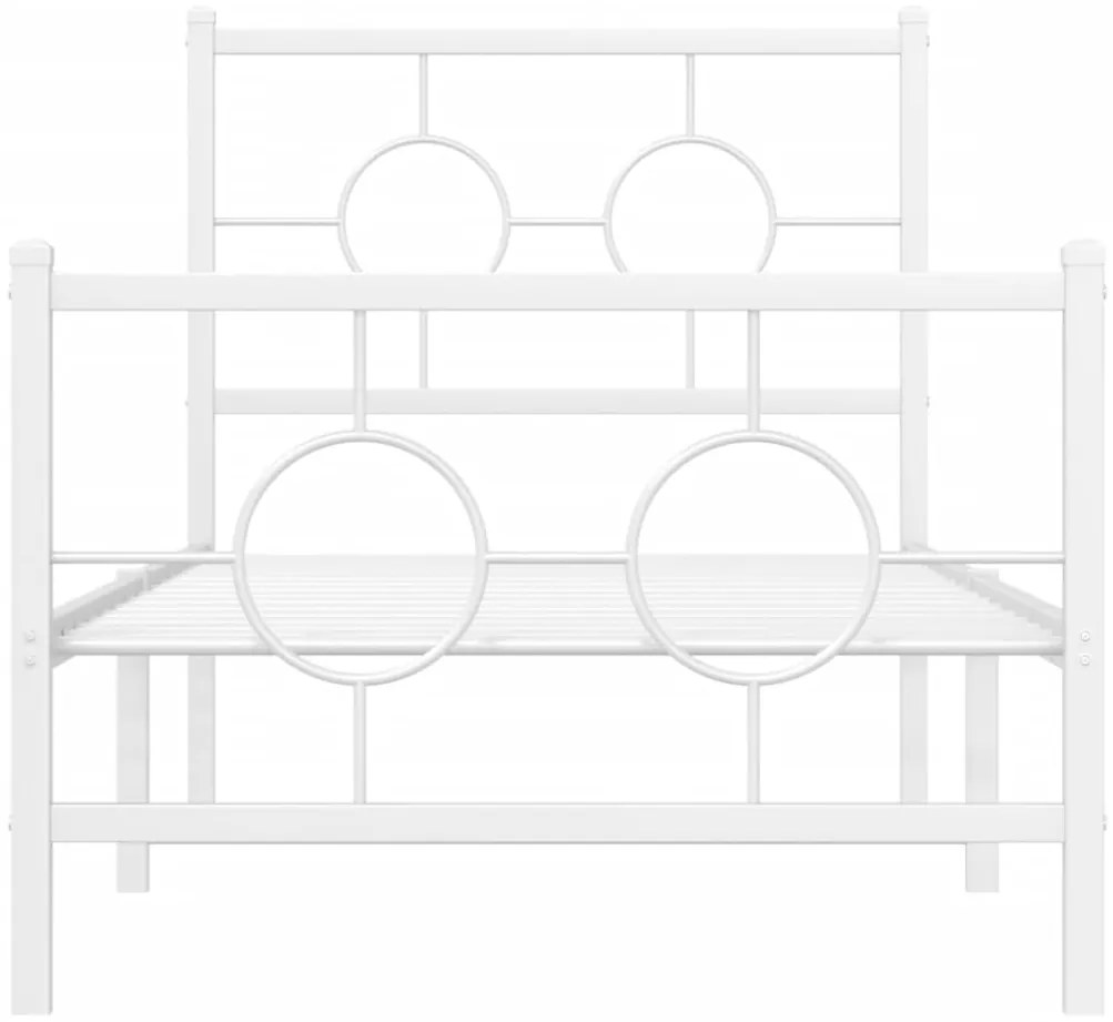 Estrutura de cama com cabeceira e pés 75x190 cm metal branco