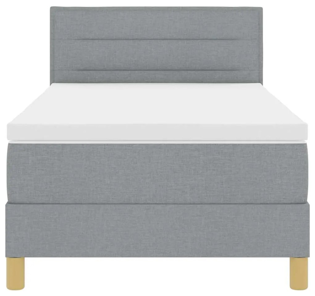 Cama Box Spring com Colchão &amp; LED Cinza claro 80x200 cm Tecido
