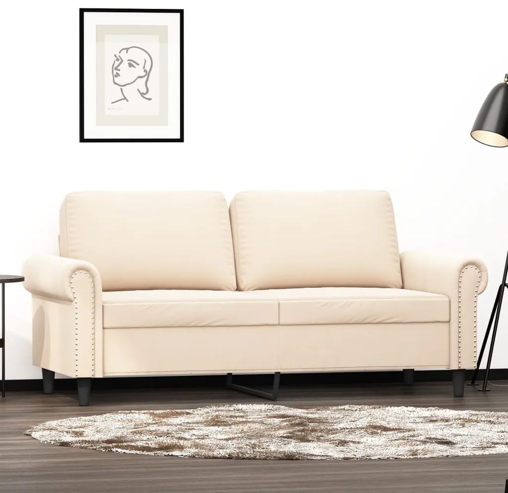 vidaXL Sofá de 2 lugares veludo 140 cm cor creme