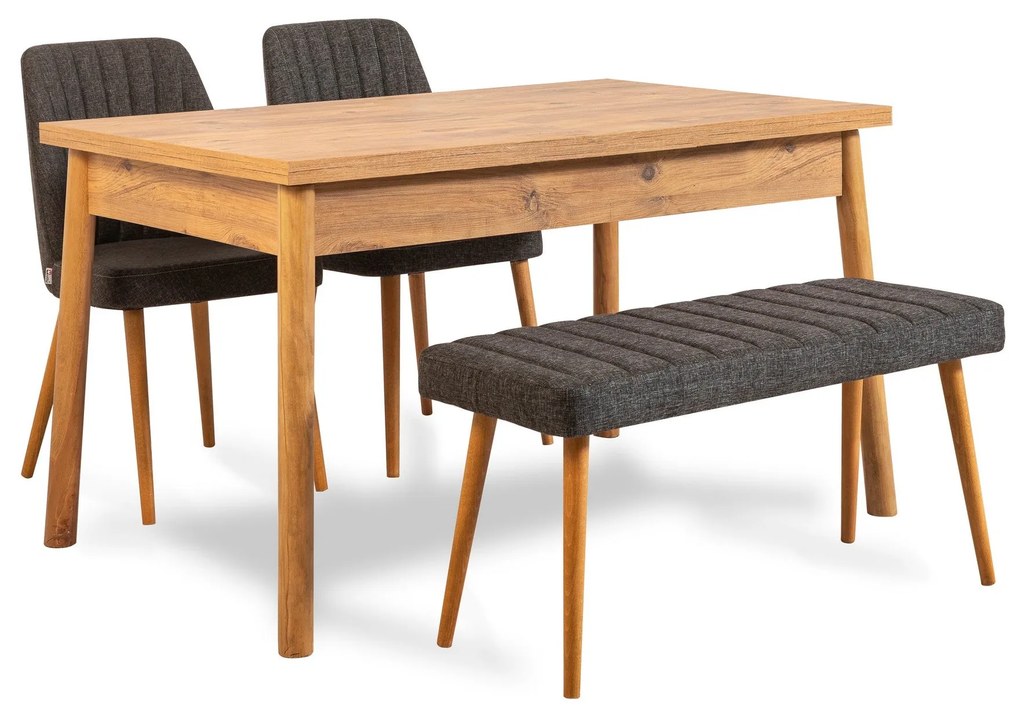 Conjunto de Mesa e Cadeiras Costa – Pinho Atlântico Antracite – Mesa: