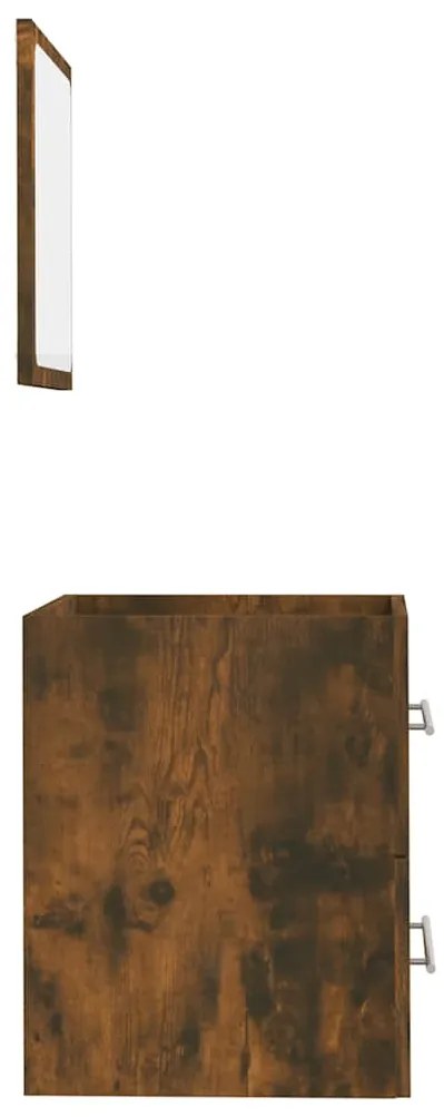 Armário casa de banho c/ espelho 41x38,5x48 cm carvalho fumado