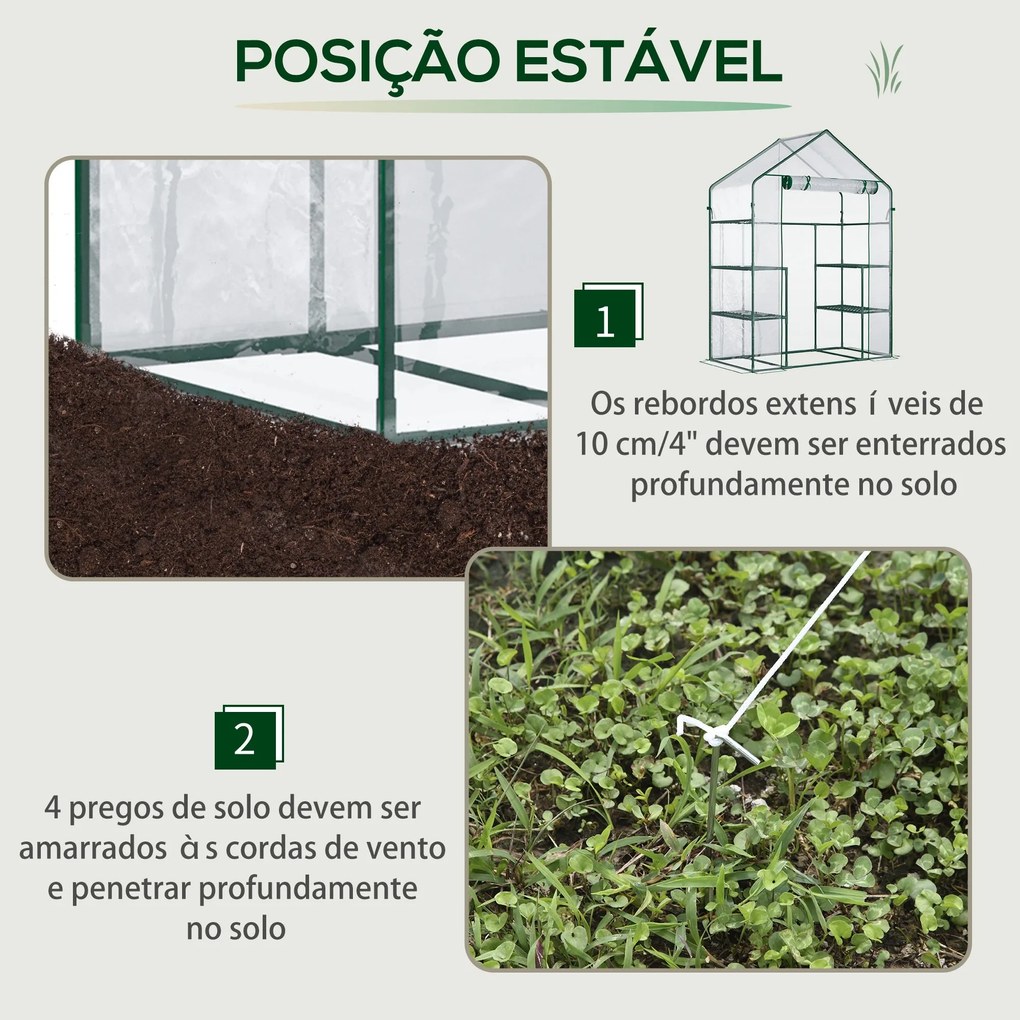 Estufa de Jardim Estufa de Terraço com 4 Prateleiras 1 Porta com Fecho
