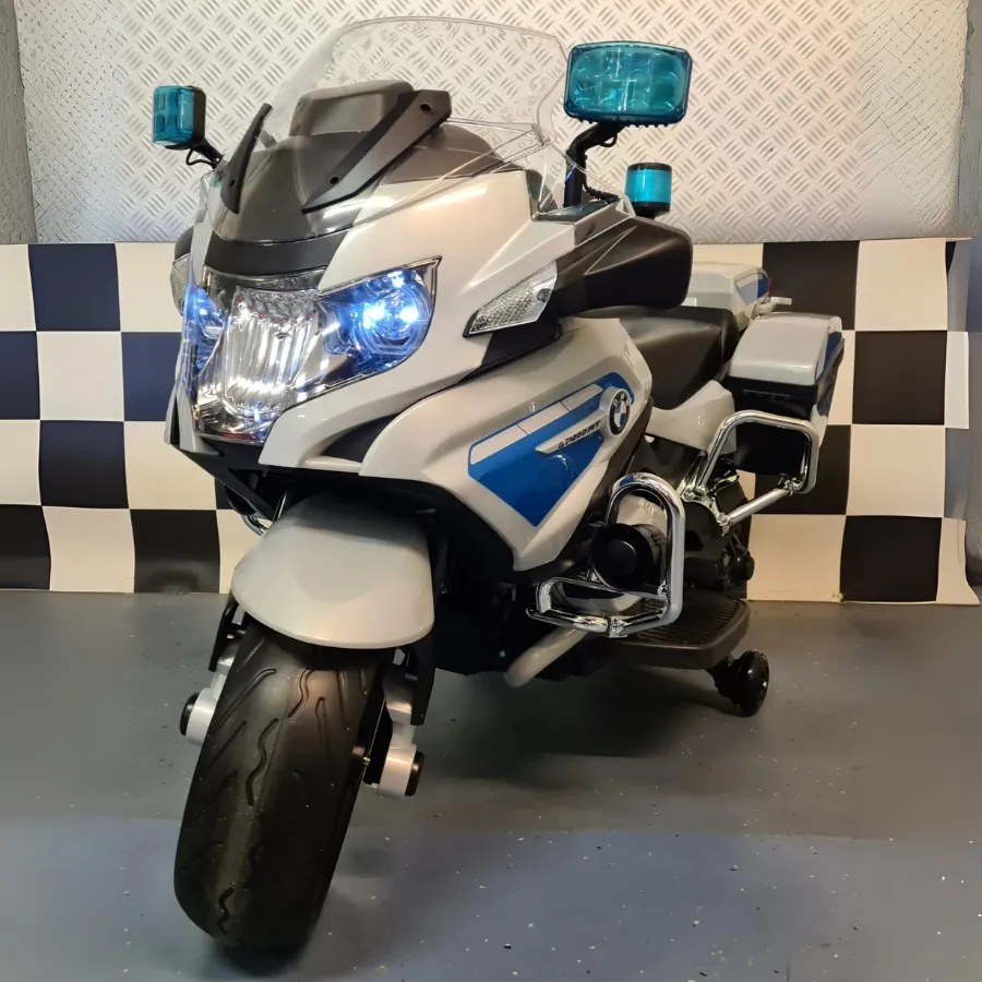 Mota eletrica para crianças policia BMW R1200 Pneus Borracha Branca