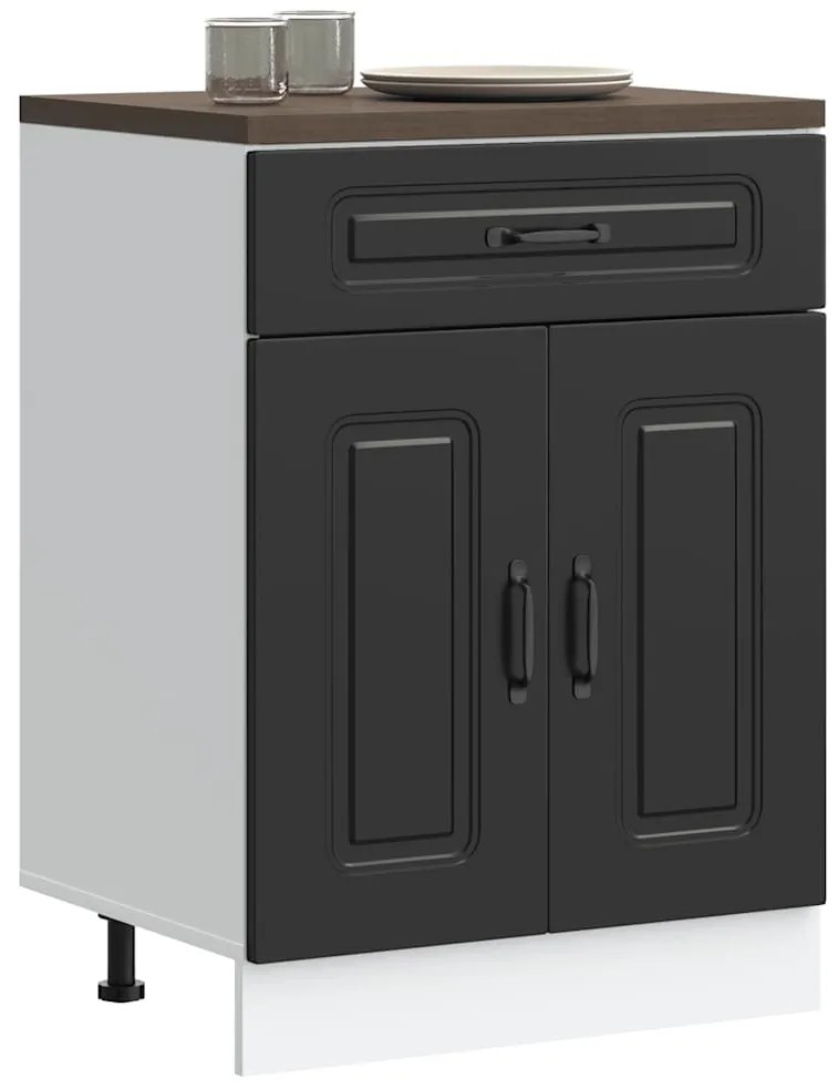 Armário de cozinha baixo Kalmar madeira artificial preto