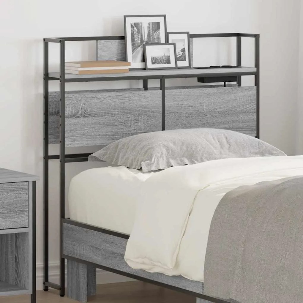 vidaXL Cabeceira de armazenamento com cabeceira Sonoma cinzento 80 cm