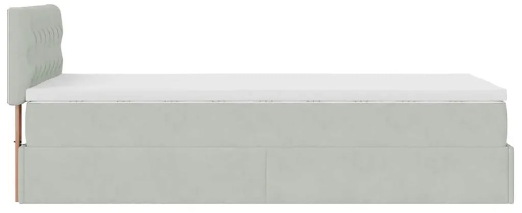 Estrutura de cama otomana com colchão cinza claro Veludo